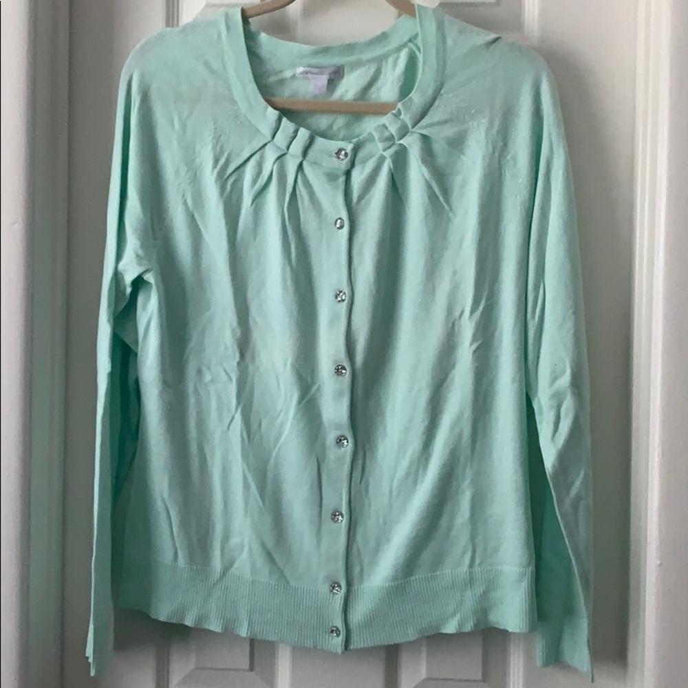 New York and Company green rhinestone cardigan XL